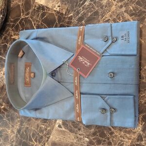 NWT - Tasso Elba 100% Egyptian Cotton Men's Dress Shirt  - Denim Blue